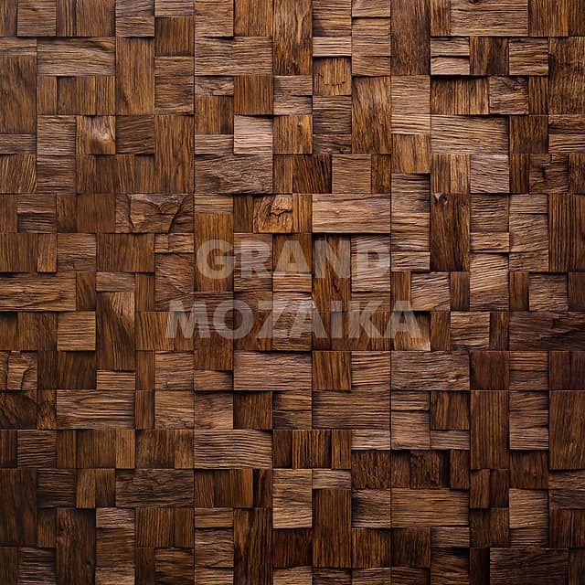 Колотая 3D мозаика из дуба, колеровка мокко