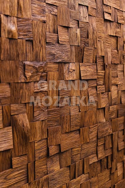 Колотая 3D мозаика из дуба, колеровка мокко