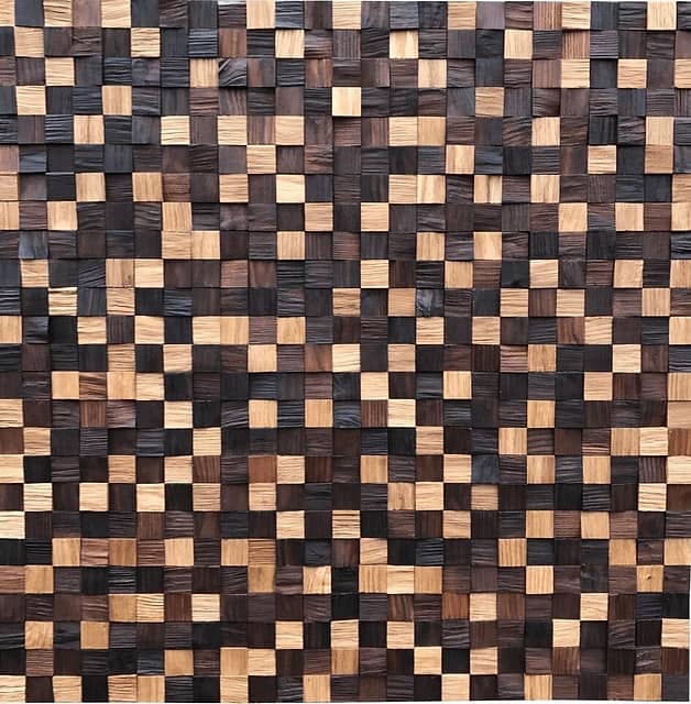 Колотая 3D мозаика из дерева (дуб, термоясень), колеровка натур