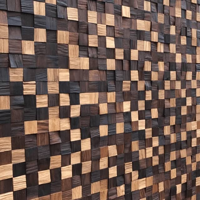 Колотая 3D мозаика из дерева (дуб, термоясень), колеровка натур
