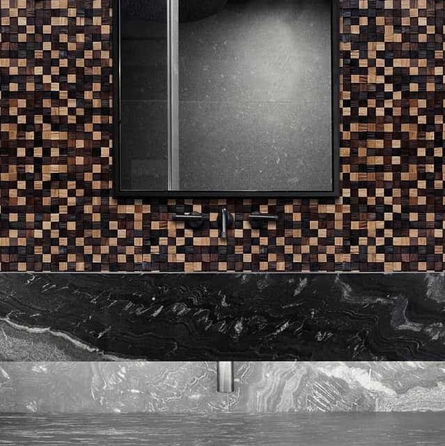 Колотая 3D мозаика из дерева (дуб, термоясень), колеровка натур