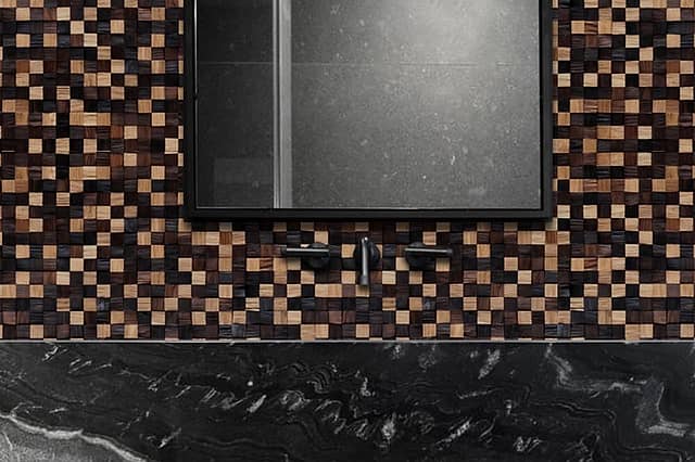 Колотая 3D мозаика из дерева (дуб, термоясень), колеровка натур