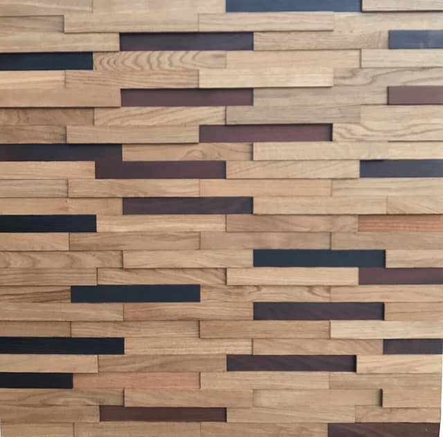 Шлифованная 3D мозаика из дерева (дуб, термоясень), колеровка натур