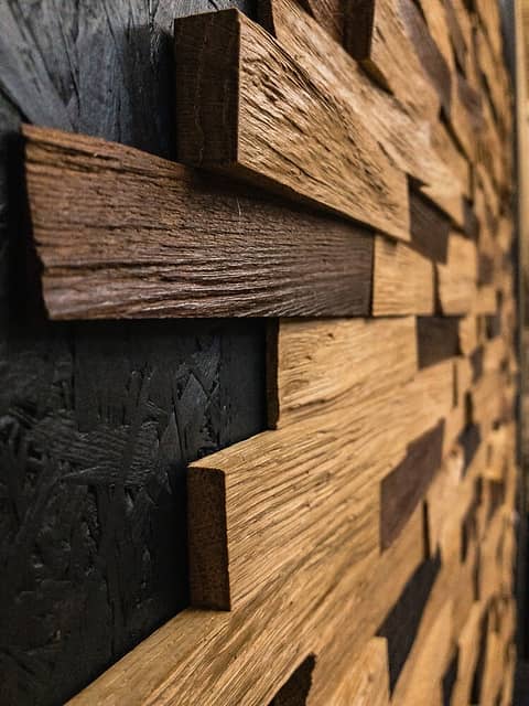 Колотая 3D мозаика из дерева (дуб, термоясень), колеровка натур