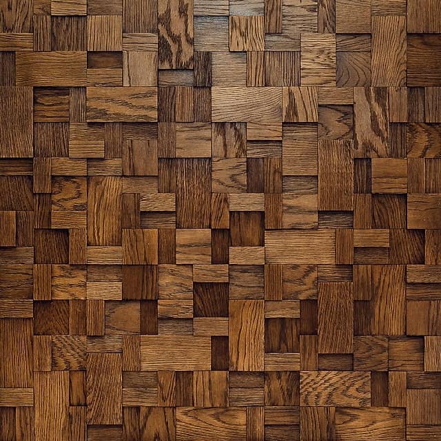 Шлифованная 3D мозаика из дерева (дуб), колеровка венге