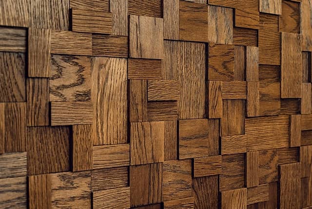 Шлифованная 3D мозаика из дерева (дуб), колеровка венге