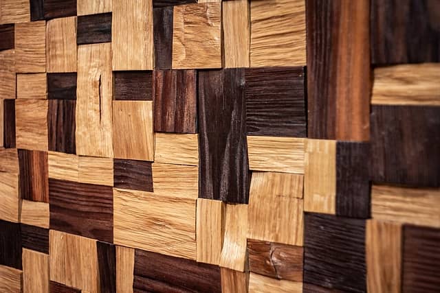 Колотая 3D мозаика из дерева (дуб, термоясень), бесцветный