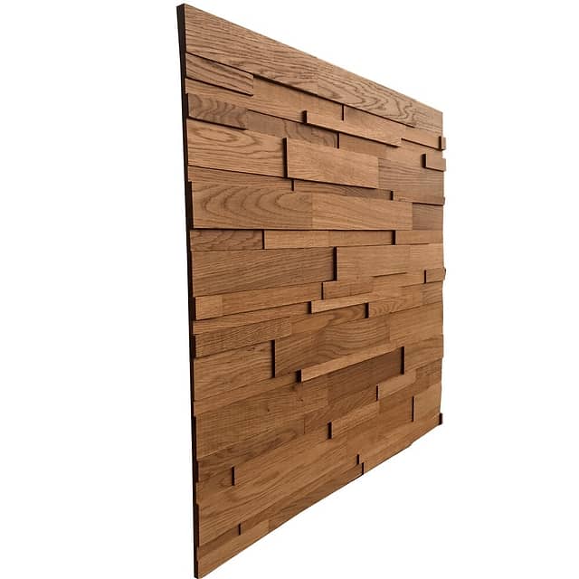 Шлифованная 3D мозаика из дерева (дуб), колеровка натур