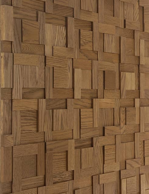 Шлифованная 3D мозаика из дерева (дуб), колеровка орех