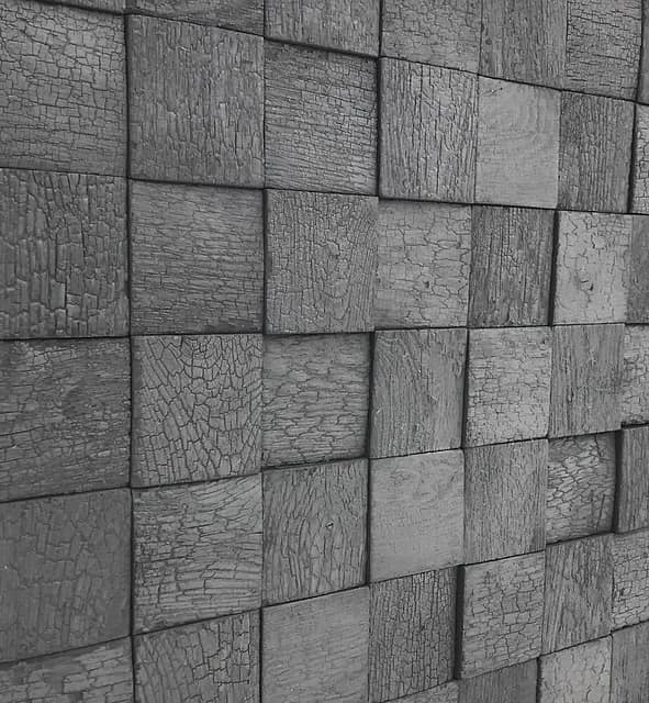 3D мозаика из дерева (дуб), сильный обжиг, колеровка черный