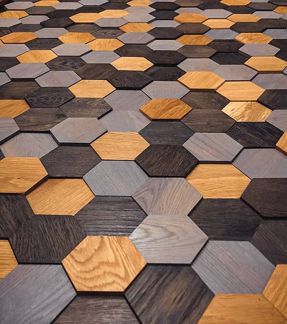 3D мозаика из дерева (дуб), колеровка натур, эбен, серый