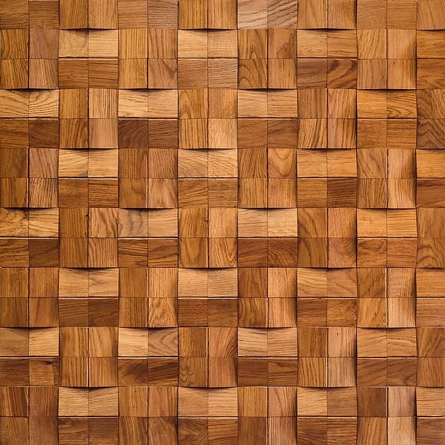 Шлифованная 3D мозаика с фаской из дерева (дуб), колеровка орех