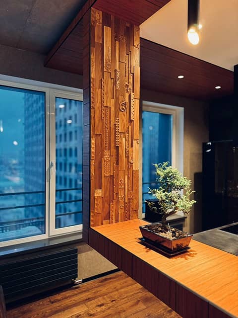 3D мозаика из резного дерева (дуб) с художественной фрезеровкой, колеровка натур