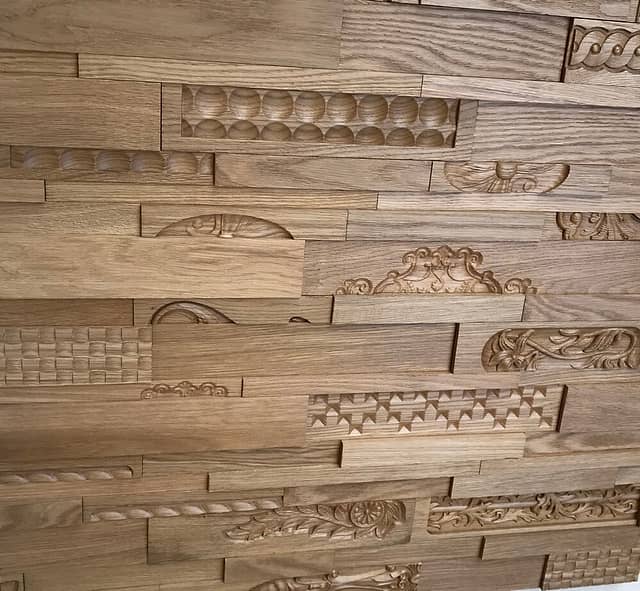 3D мозаика из резного дерева (дуб) с художественной фрезеровкой, колеровка натур