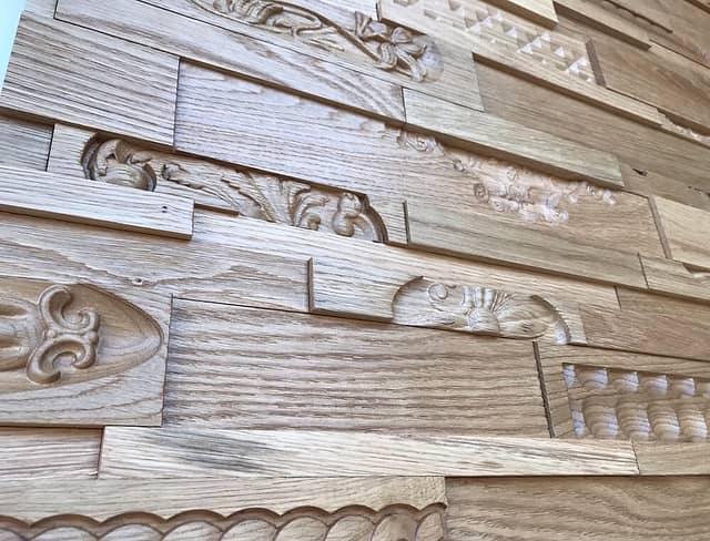 3D мозаика из резного дерева (дуб) с художественной фрезеровкой, колеровка натур