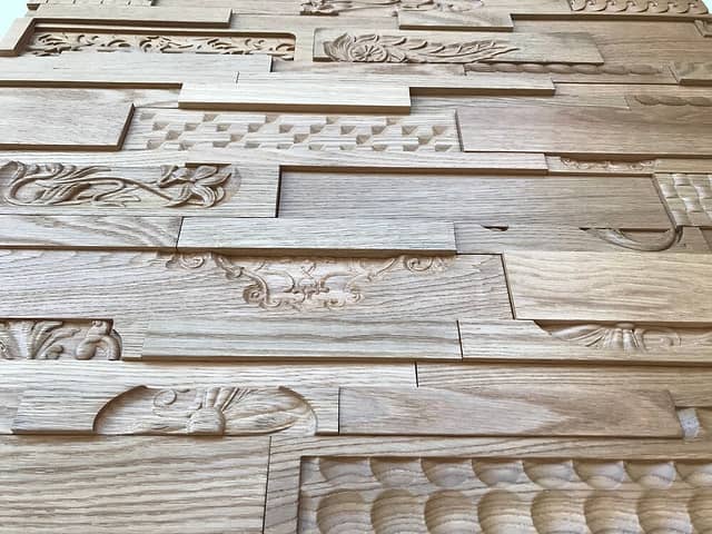 3D мозаика из резного дерева (дуб) с художественной фрезеровкой, колеровка натур