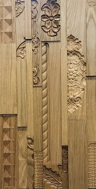 3D мозаика из резного дерева (дуб) с художественной фрезеровкой, колеровка натур