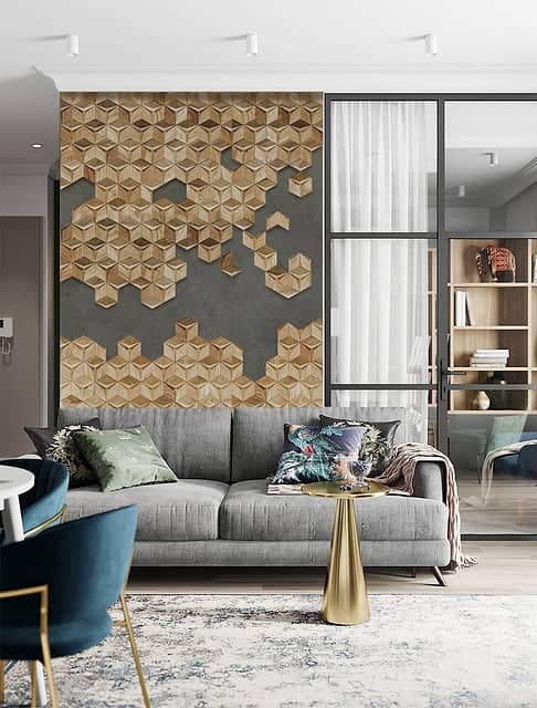 3D мозаика из дерева (дуб), колеровка натур