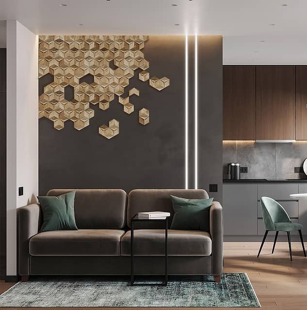 3D мозаика из дерева (дуб), колеровка натур