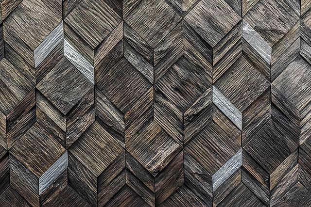 Колотая 3D мозаика из дерева (дуб), колеровка эбен с серебряными вставками