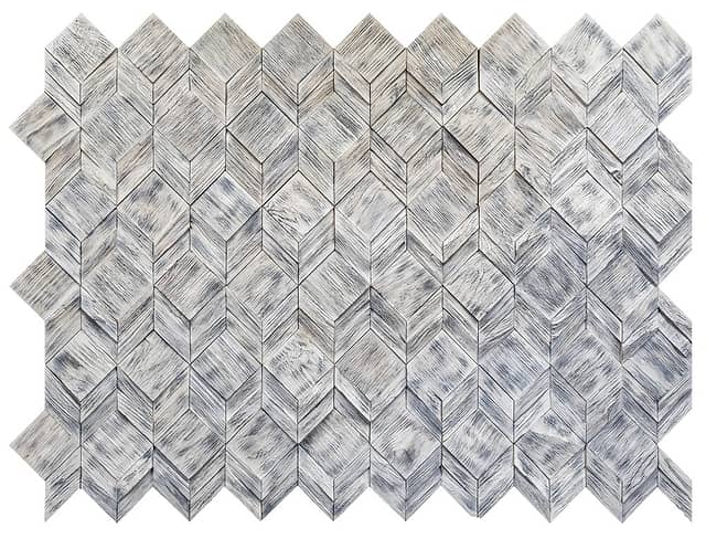 Колотая 3D мозаика из дерева (дуб), колеровка белый обожжённый