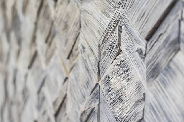 Колотая 3D мозаика из дерева (дуб), колеровка белый обожжённый