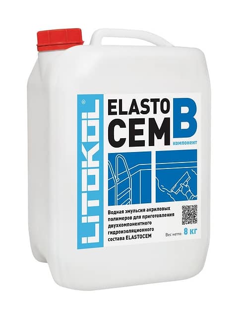 Эластичная гидроизоляция ELASTOCEM, компонент B, белый, 8кг