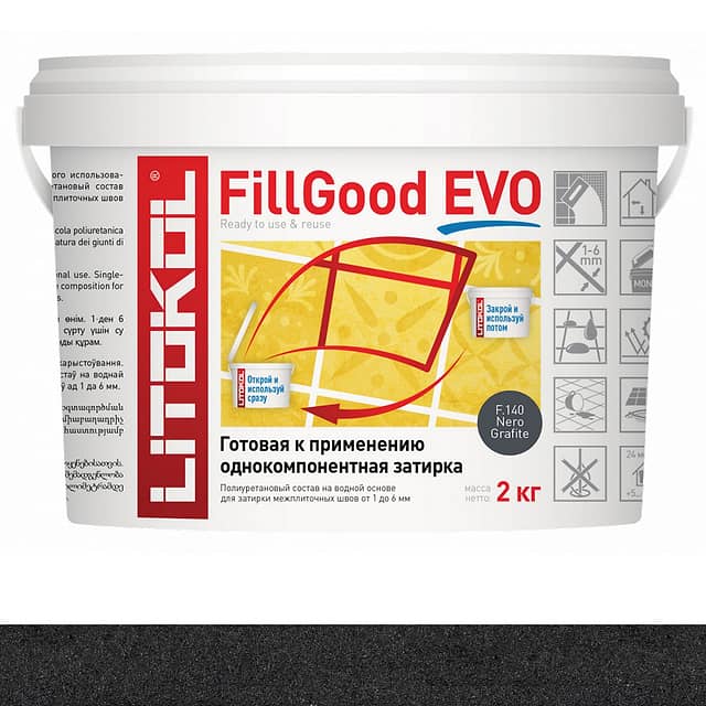 Полиуретановая затирка FillGood EVO F.140 NERO GRAFITE