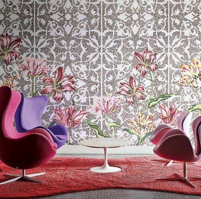 Художественное мозаичное панно (Tulips Grey D), серия Decorations