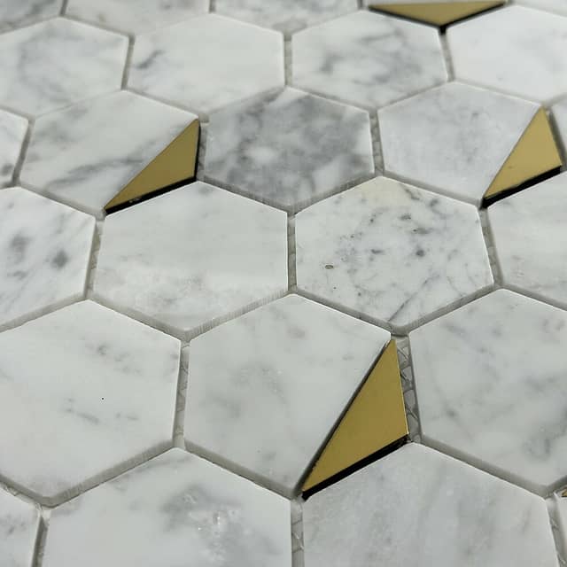 Тонкая мозаика из мрамора и металла, серия Hexagon