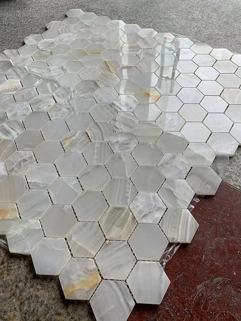 Мозаика из оникса, серия Hexagon